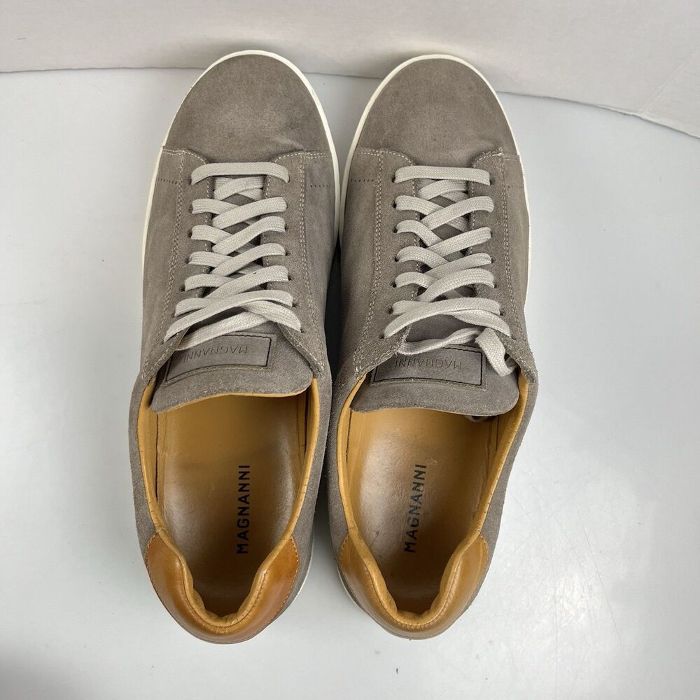 Magnanni Costa Low Suede Burnished Brown Leather Heel Sneakers Men's Size 9.5 - Picture 6 of 8